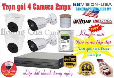 Trọn bộ 4,8 Camera KBVISION, Dahua, Hikvision