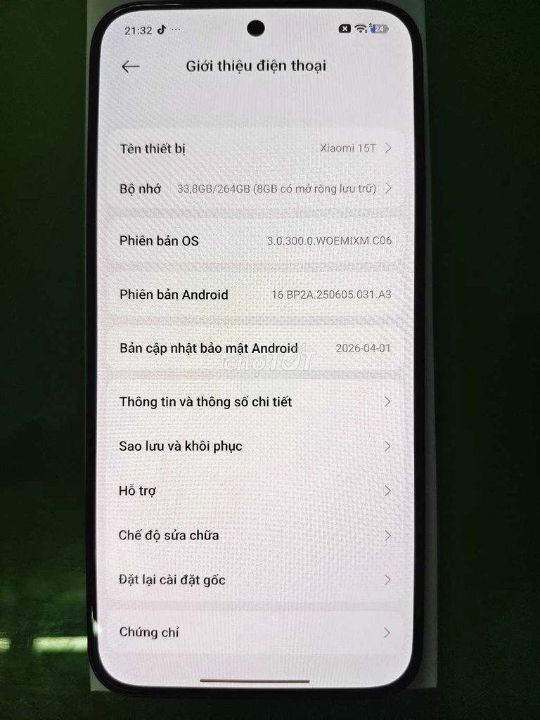 Xiaomi 15T 256GB Đen. Mua bán Điện thoại tại Huyện Hóc Môn Tp Hồ Chí Minh được đăng bởi A Cảnh  hình 1