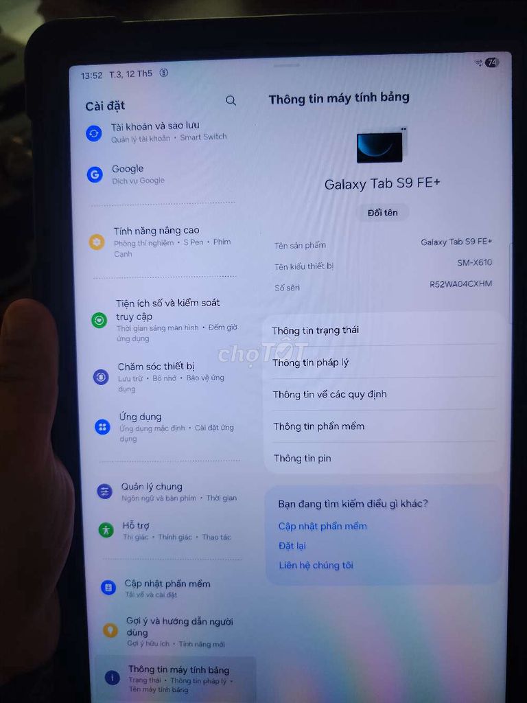 Samsung Galaxy Tab S9 FE+ Đen. Mua bán Máy tính bảng tại Thành phố Buôn Ma Thuột Đắk Lắk được đăng bởi MR chinh hình 1