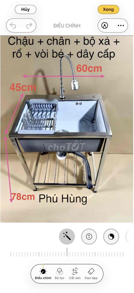 Bồn rửa chén Inox 1 hố. Mua bán Thiết bị vệ sinh, nhà tắm tại Thành phố Thủ Đức Tp Hồ Chí Minh được đăng bởi Cty Phú Hùng  hình 1