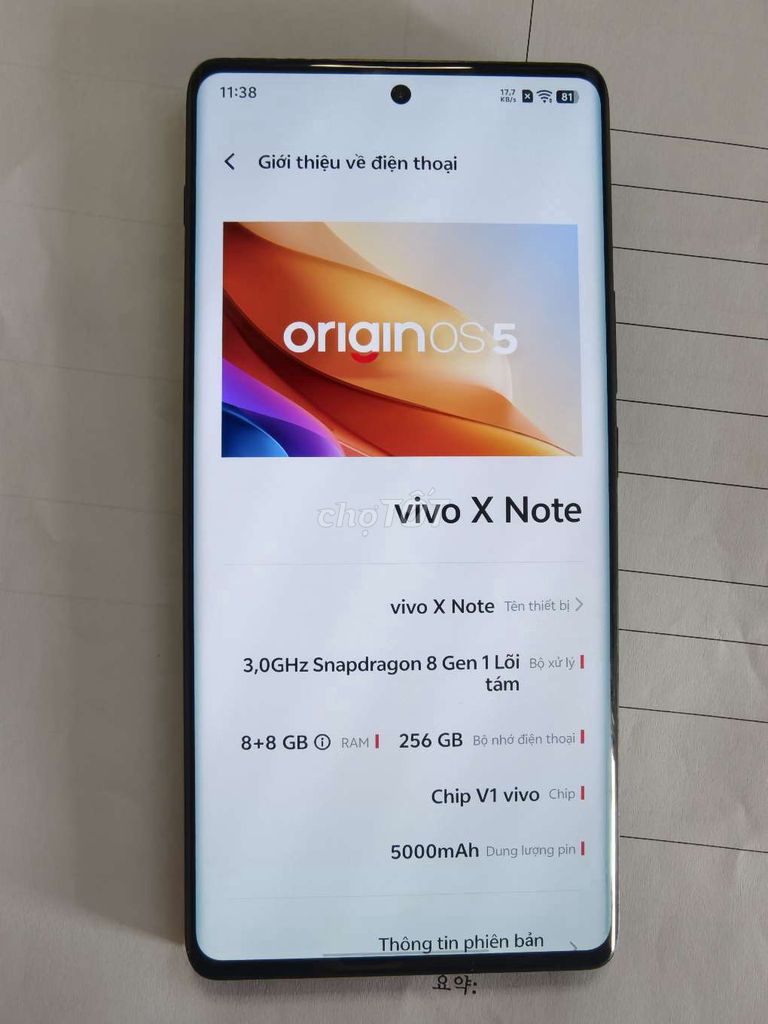 Vivo X Note 256GB Giao lưu . Mua bán Điện thoại tại Thành phố Thủ Đức Tp Hồ Chí Minh được đăng bởi HD MEDIA HCM hình 1