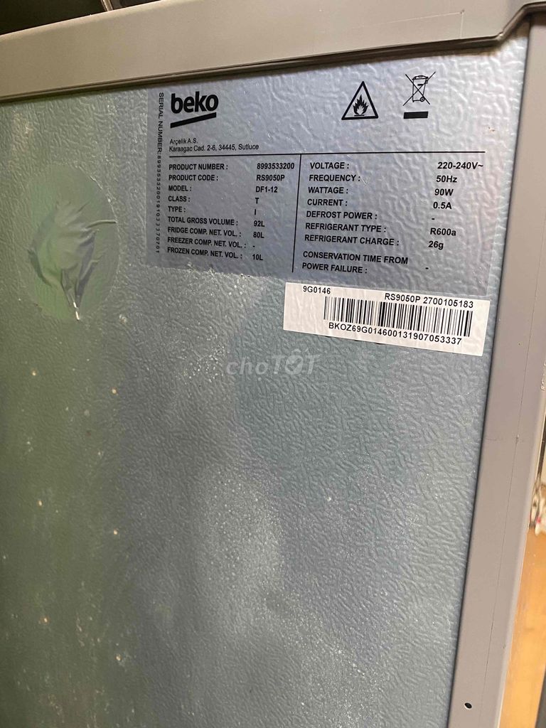 tủ beko 90lit lỗi bán cho thợ .