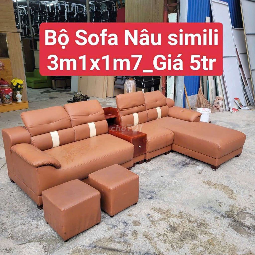 Ghế sofa Simili Nâu 3m x 1m x 1m7. Mua bán Bàn ghế tại Quận Bình Thạnh Tp Hồ Chí Minh được đăng bởi Kho Thanh Lý Phú Nhàn hình 1