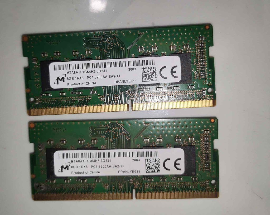 Cặp Ram 8G Ddr4 bus 3200mhz zin laptop