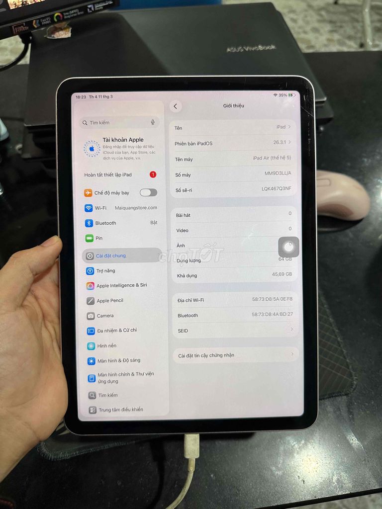 Apple iPad Air 5 M1 64GB Wifi Pin 89%. Mua bán Máy tính bảng tại Thành phố Biên Hòa Đồng Nai được đăng bởi Quang Nguyễn hình 1