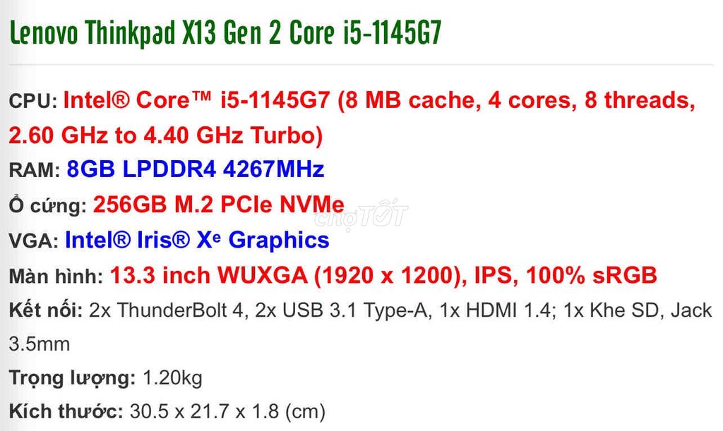 Lenovo ThinkPad X13 Gen 2 i5-1145G7 8GB/256GB. Mua bán Laptop tại Thành phố Vũng Tàu Bà Rịa - Vũng Tàu được đăng bởi Vu hình 1