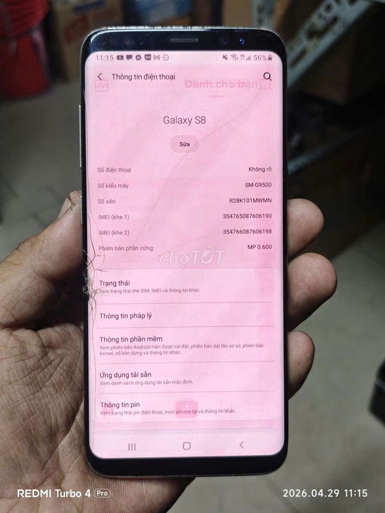 Samsung Galaxy S8 Đen Màn ám. Mua bán Điện thoại tại Thành phố Biên Hòa Đồng Nai được đăng bởi Hoàng Khải hình 1