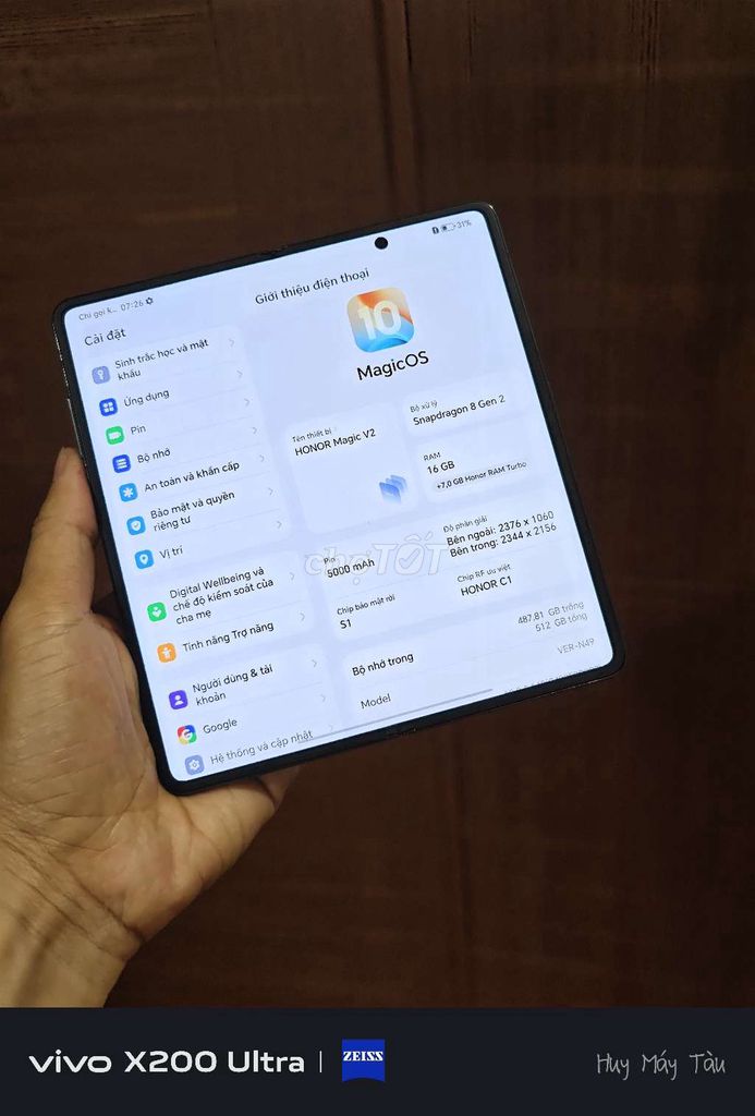 Honor Magic V2 16GB/512GB Đen 97%. Mua bán Điện thoại tại Quận Hai Bà Trưng Hà Nội được đăng bởi Huy Máy Tàu hình 1