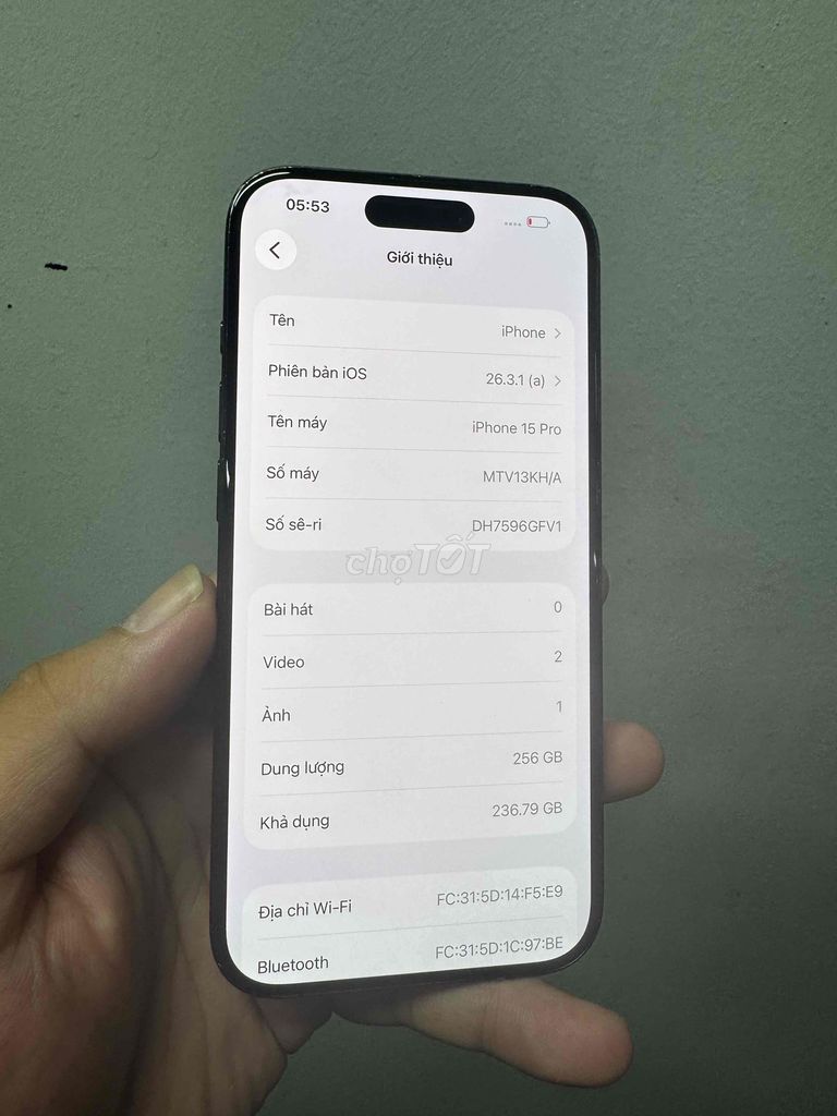 Apple iPhone 15 Pro 256GB Đen Màn ép kính, vỡ lưng. Mua bán Điện thoại tại Quận Cầu Giấy Hà Nội được đăng bởi Điện Thoại Tốt hình 1