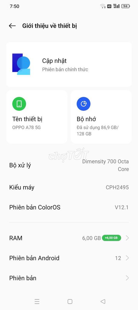 OPPO A78 5G 128GB. Mua bán Điện thoại tại Huyện Yên Phong Bắc Ninh được đăng bởi Duy anh hình 1