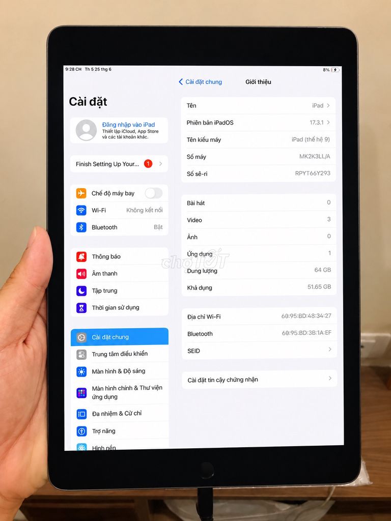 Apple iPad Gen 9 64GB Xám iOS 17.3.1. Mua bán Máy tính bảng tại Quận Nam Từ Liêm Hà Nội được đăng bởi quymy9x hình 1