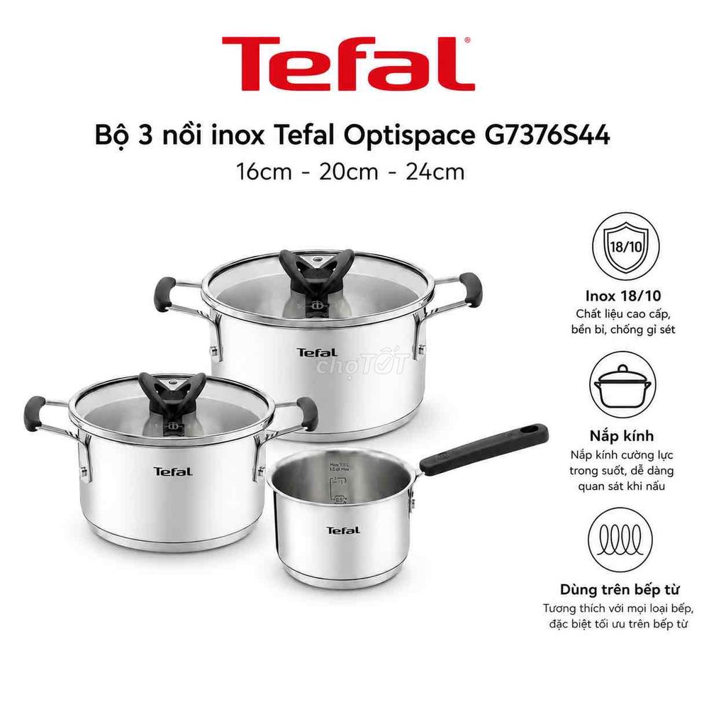 Bộ 3 nồi inox Tefal Optispace. Mua bán Dụng cụ nhà bếp tại Quận 7 Tp Hồ Chí Minh được đăng bởi Binz Shop hình 1