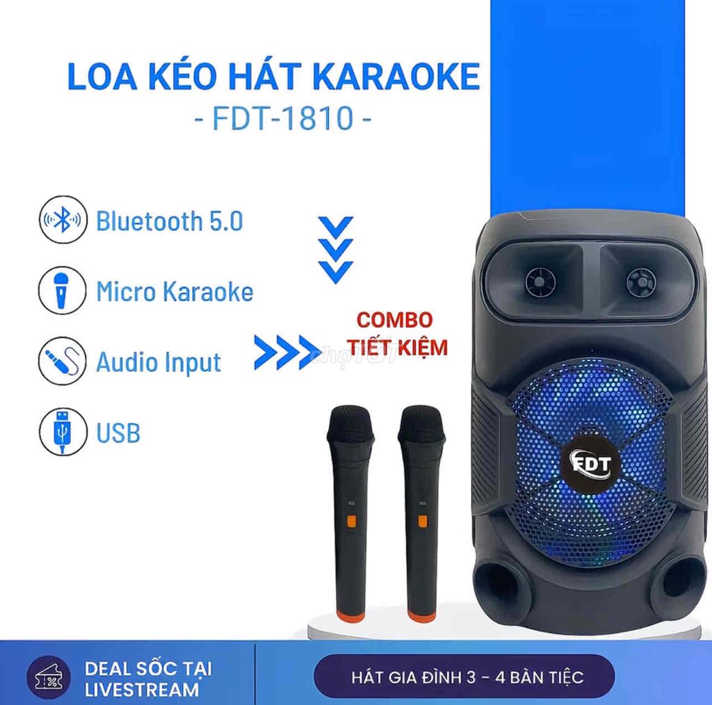 Loa kéo karaoke FDT-1810 Đen Bluetooth 5.0. Mua bán Tivi, Âm thanh tại Huyện Cao Lãnh Đồng Tháp được đăng bởi Quyến hình 1