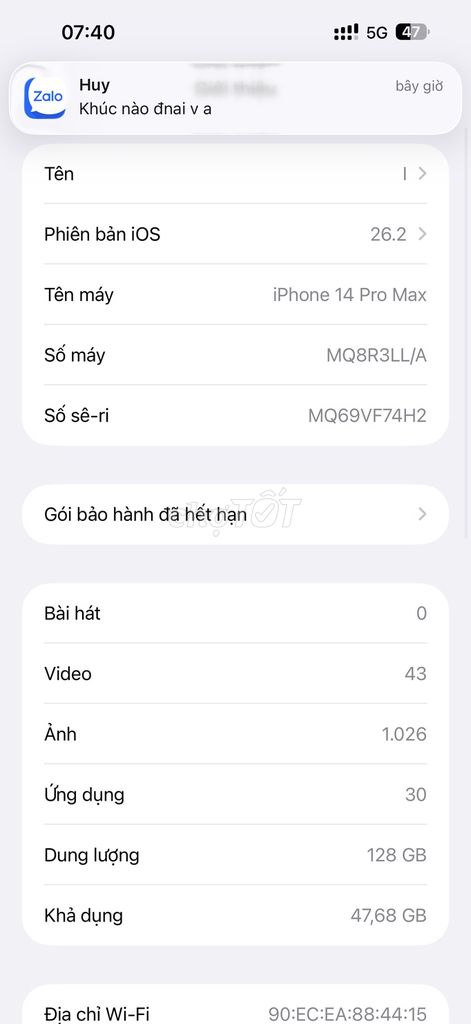 Apple iPhone 14 Pro Max 128GB Tím. Mua bán Điện thoại tại Huyện Nhơn Trạch Đồng Nai được đăng bởi Đoàn Ngọc Thủy hình 1