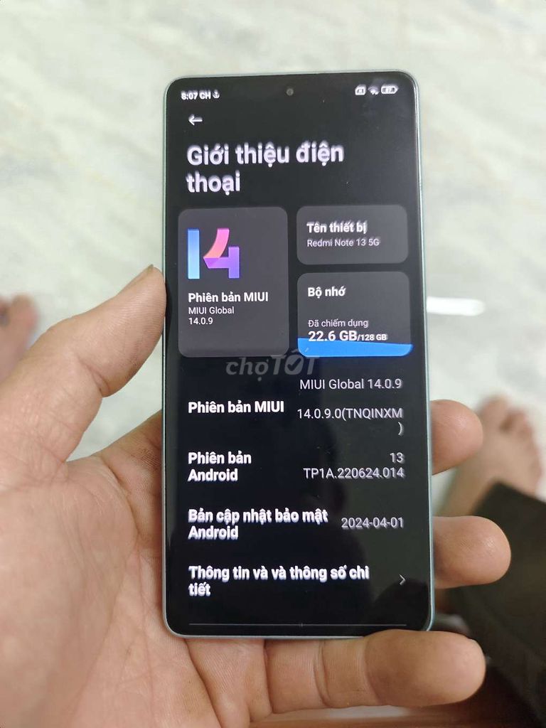 Xiaomi Redmi Note 13 5G 128GB Xanh. Mua bán Điện thoại tại Huyện Thuỷ Nguyên Hải Phòng được đăng bởi hùng  nguyen hình 1