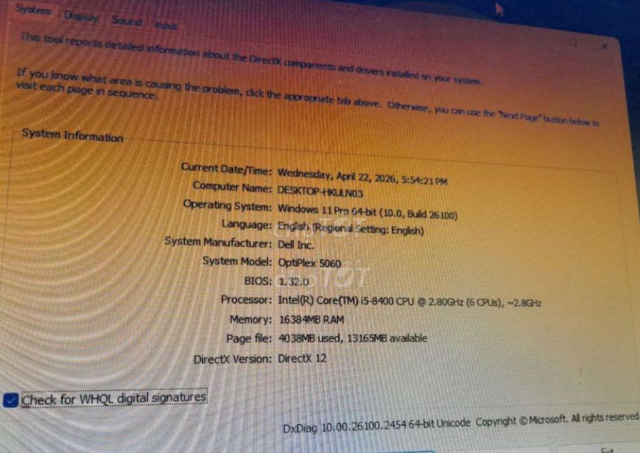 Dell OptiPlex 5060 i5-8400 16GB/500GB Đen. Mua bán Máy tính để bàn tại Thị xã Bến Cát Bình Dương được đăng bởi Hieu Nguyen hình 1