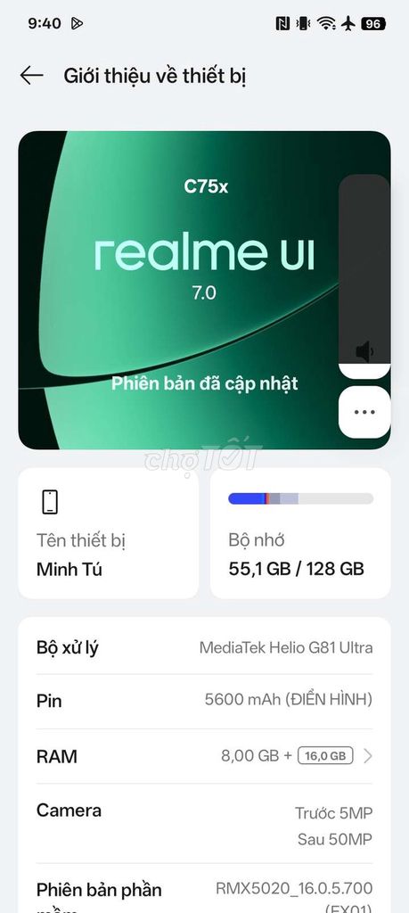 Realme C75x 8GB/128GB. Mua bán Điện thoại tại Quận Tân Phú Tp Hồ Chí Minh được đăng bởi Minh Tú hình 1