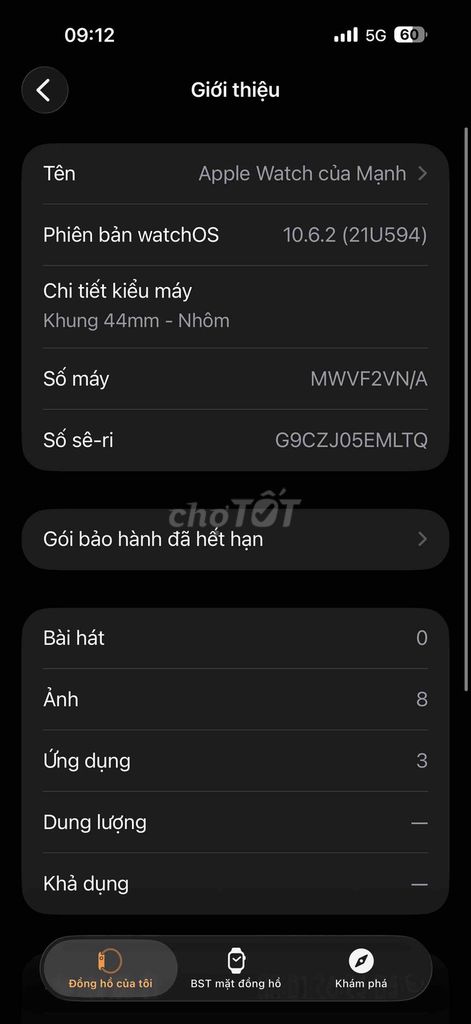 Apple Watch Series 5 44mm Đen. Mua bán Thiết bị đeo thông minh tại Huyện Quế Võ Bắc Ninh được đăng bởi Hà đình Mạnh hình 1