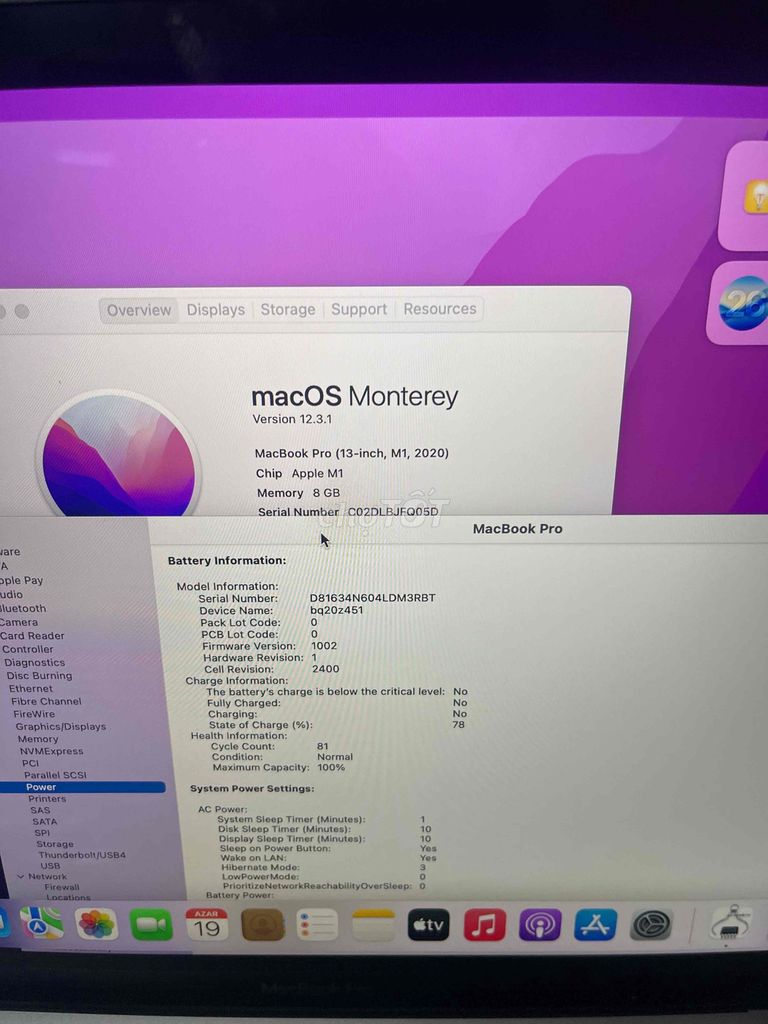 MacBook Pro M1 2020 13”8g/256 81 lần fullbox bh3th. Mua bán Laptop tại Quận 3 Tp Hồ Chí Minh được đăng bởi Phúc Nguyễn hình 1