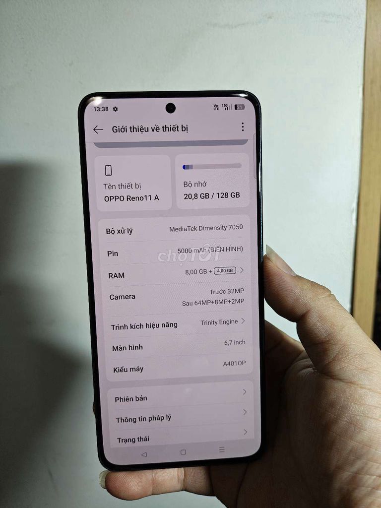 Oppo Reno 11A 8GB/128GB Xanh. Mua bán Điện thoại tại Quận Phú Nhuận Tp Hồ Chí Minh được đăng bởi HOANG hình 1