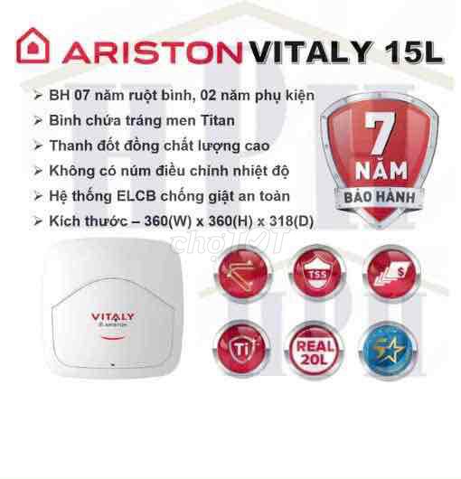 Bình nóng lạnh gián tiếp Ariston Vitaly 15L 2.5 FE