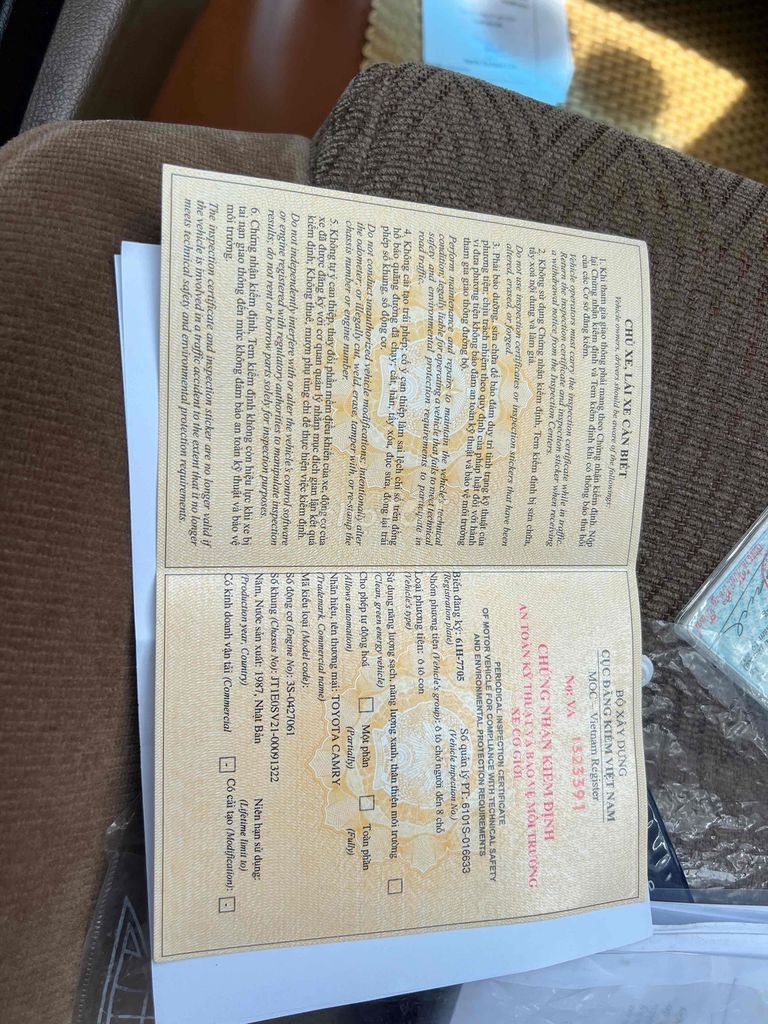 Toyota Camry 1987 2.0 MT - 295000 km. Mua bán Ô tô tại Quận 12 Tp Hồ Chí Minh được đăng bởi Nguyễn văn Lộc  hình 17