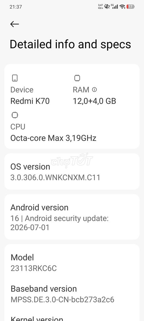 Xiaomi Redmi K70 12GB Android 16. Mua bán Điện thoại tại Thành phố Quảng Ngãi Quảng Ngãi được đăng bởi Anh hiếu hình 1