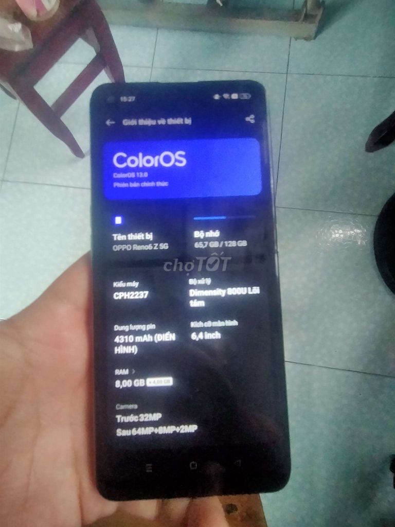 Oppo Reno 6Z 5G 128GB Xanh Dimensity 800U. Mua bán Điện thoại tại Huyện Hóc Môn Tp Hồ Chí Minh được đăng bởi truong thang loi hình 1