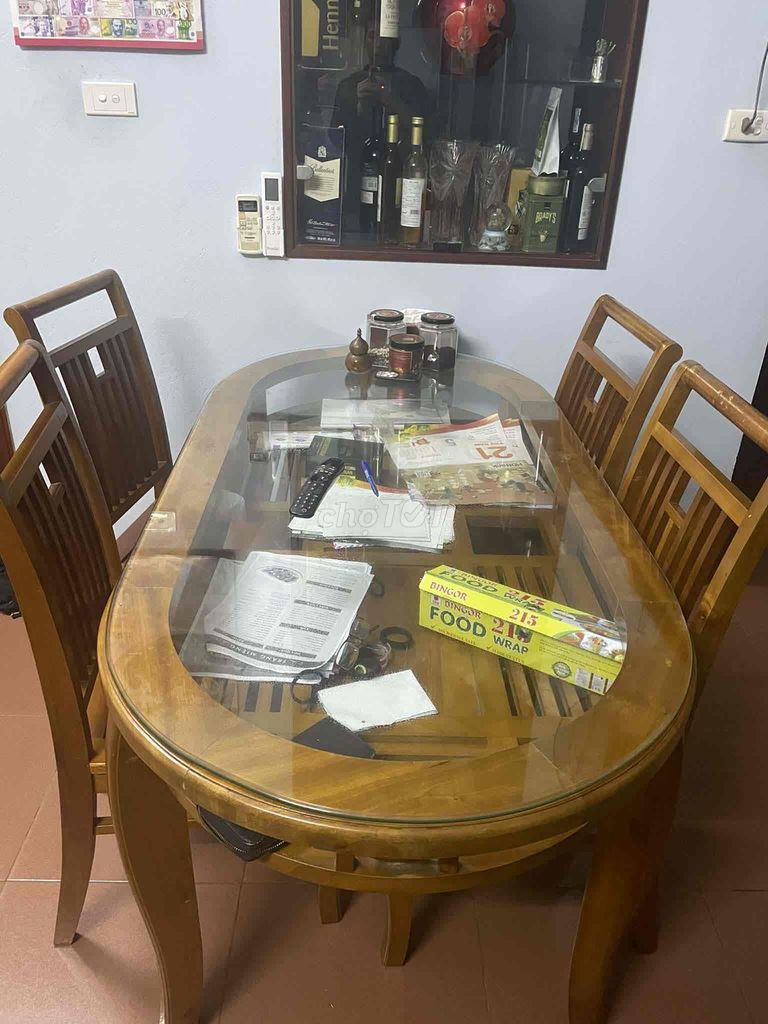 Bộ bàn ăn 6 ghế Gỗ Kính Nâu. Mua bán Bàn ghế tại Quận Cầu Giấy Hà Nội được đăng bởi Huyền Anh hình 1