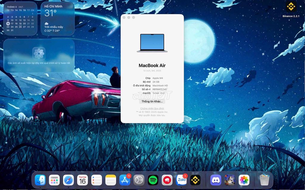 Macbook Air M4 10CPU/10GPU/24GB/512GB/Xanh Dương. Mua bán Laptop tại Quận Bắc Từ Liêm Hà Nội được đăng bởi Hoan Nguyễn hình 1