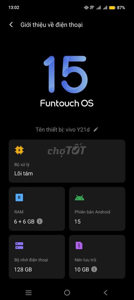 Vivo Y21d 128GB. Mua bán Điện thoại tại Quận Bình Tân Tp Hồ Chí Minh được đăng bởi Nhàn Nguyễn hình 1