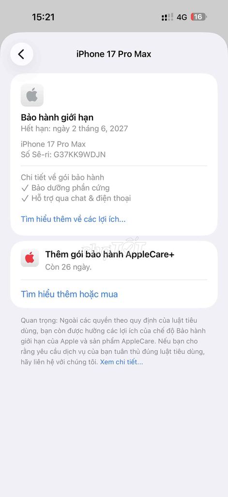 iPhone 17 Pro Max 512GB Trắng VN mới 100%. Mua bán Điện thoại tại Quận Phú Nhuận Tp Hồ Chí Minh được đăng bởi Nguyễn Phú Chánh hình 1
