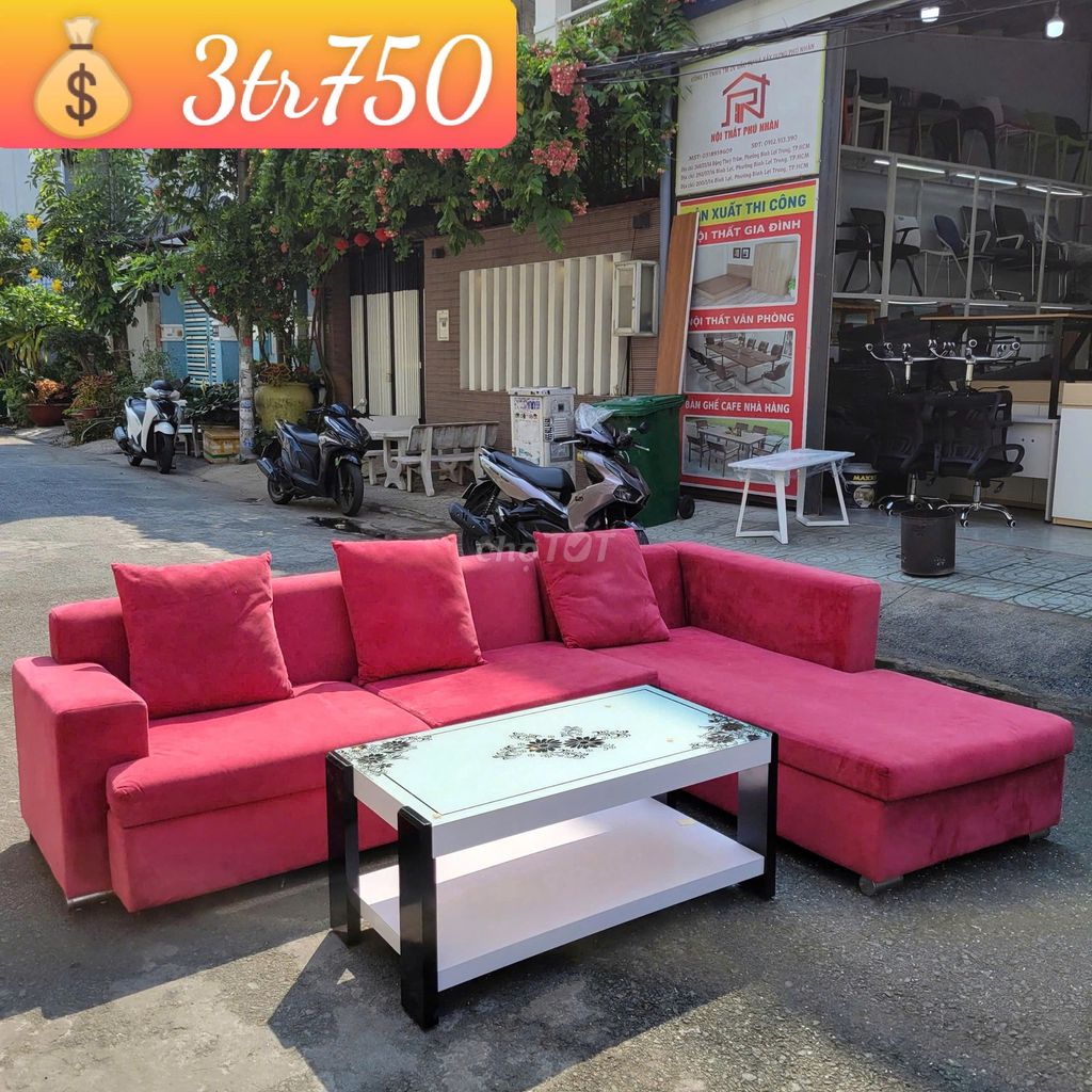 Ghế sofa góc L vải hồng 2m5x1m7 Mới 95%. Mua bán Bàn ghế tại Quận Phú Nhuận Tp Hồ Chí Minh được đăng bởi Chợ nội thất Cũ TP HCM hình 1