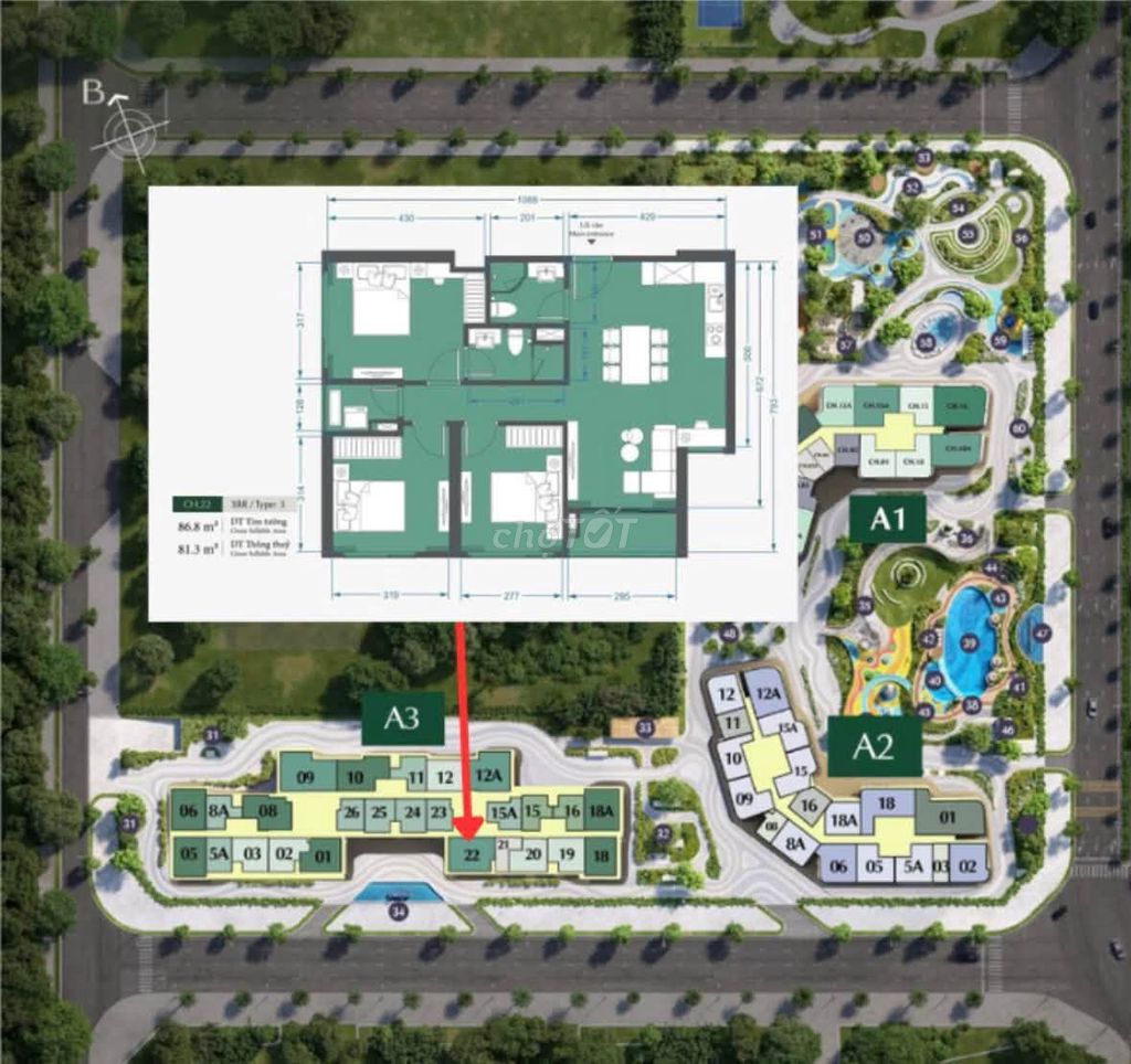 Квартира Lumiere A3, 81,3 м²