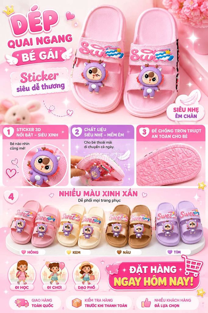 Dép quai ngang sticker bé gái . Mua bán Mẹ và bé tại Huyện Giang Thành Kiên Giang được đăng bởi Trương Thị Huỳnh Nga hình 1