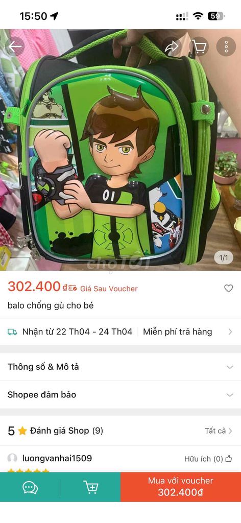 Balo chống gù Ben 10 Xanh lá Mới 100% chưa dùng. Mua bán Túi xách tại Quận Liên Chiểu Đà Nẵng được đăng bởi QB hình 1