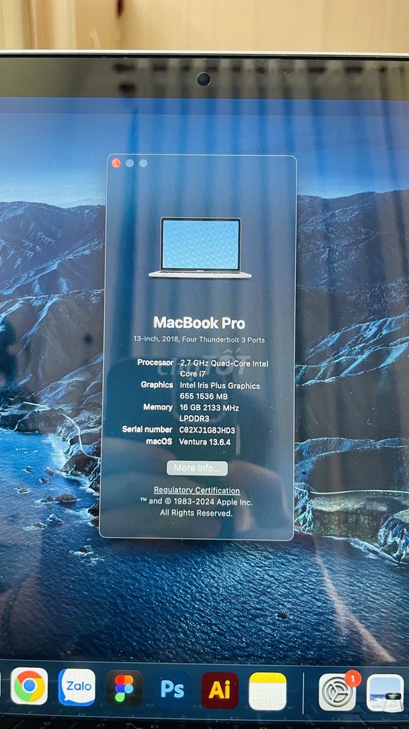 MacBook Pro 2018 i7 16GB/256GB/14" MDM. Mua bán Laptop tại Quận Bình Thạnh Tp Hồ Chí Minh được đăng bởi Nguyen Linh hình 1