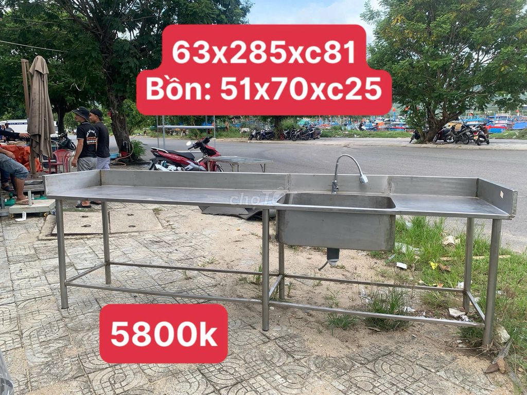 Bồn rửa chén Inox 63x285x81cm. Mua bán Thiết bị vệ sinh, nhà tắm tại Quận Sơn Trà Đà Nẵng được đăng bởi THẾ GIỚI ĐỒ CŨ ĐỒ CỔ LỚN NHẤT MIỀN TRUNG hình 1
