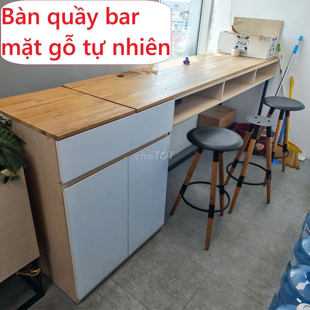 Bàn quầy bar mặt gỗ tự nhiên cao cấp, bàn bar. Mua bán Bàn ghế tại Quận Gò Vấp Tp Hồ Chí Minh được đăng bởi Kho Đồ cũ Phú Nhàn hình 1