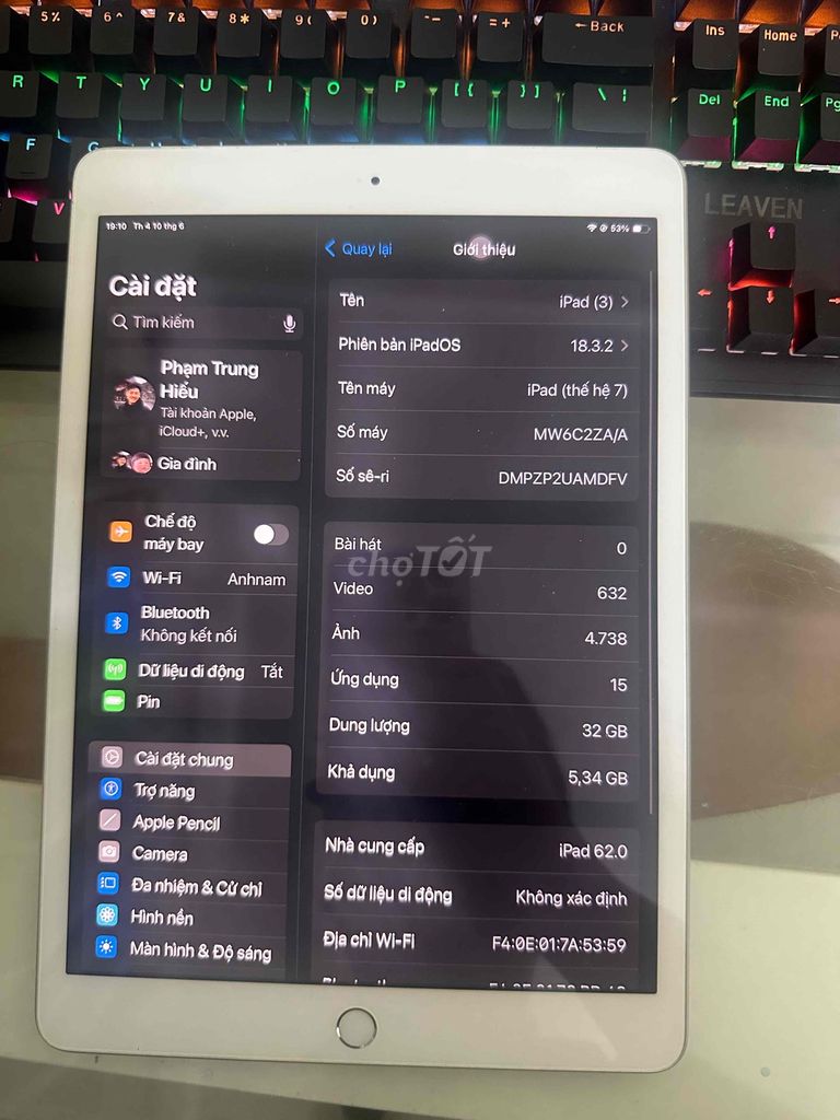 Apple iPad Gen 7 32GB. Mua bán Máy tính bảng tại Huyện Gia Lâm Hà Nội được đăng bởi Phạm Trug Hiếu hình 1