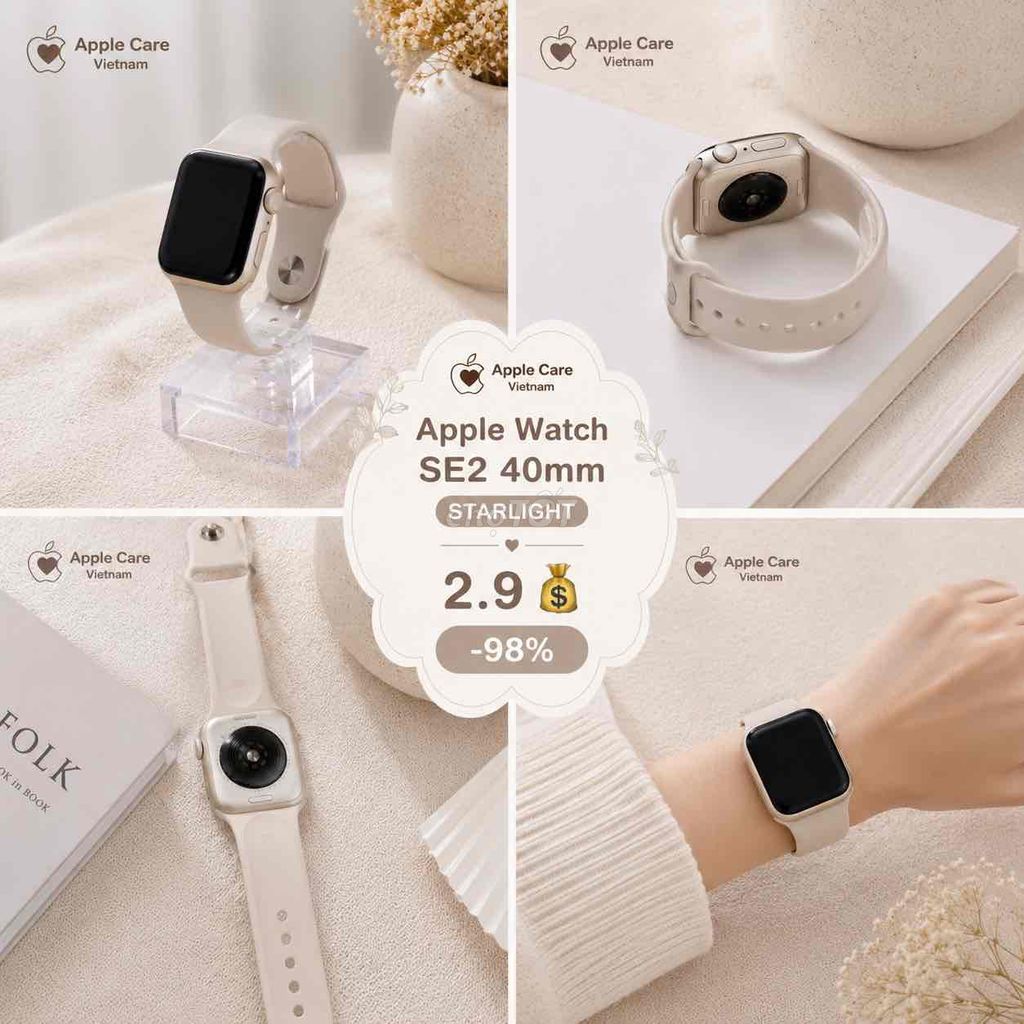 Apple Watch SE 2 40mm Starlight. Mua bán Thiết bị đeo thông minh tại Quận 5 Tp Hồ Chí Minh được đăng bởi Apple Care Vietnam hình 1