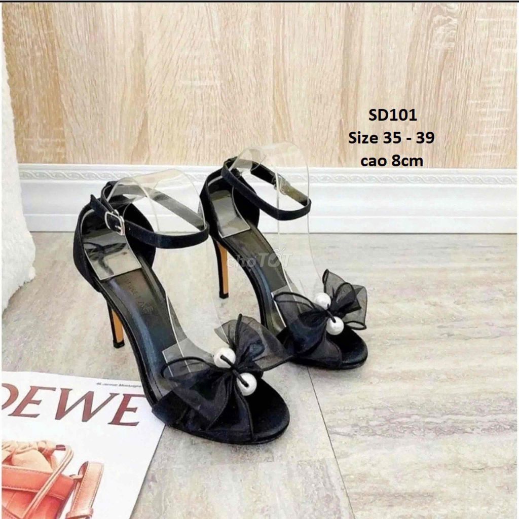 SANDAL NƠ CAO GÓT NỮ 8 PHÂN SD101  • sz35-39 • Qua