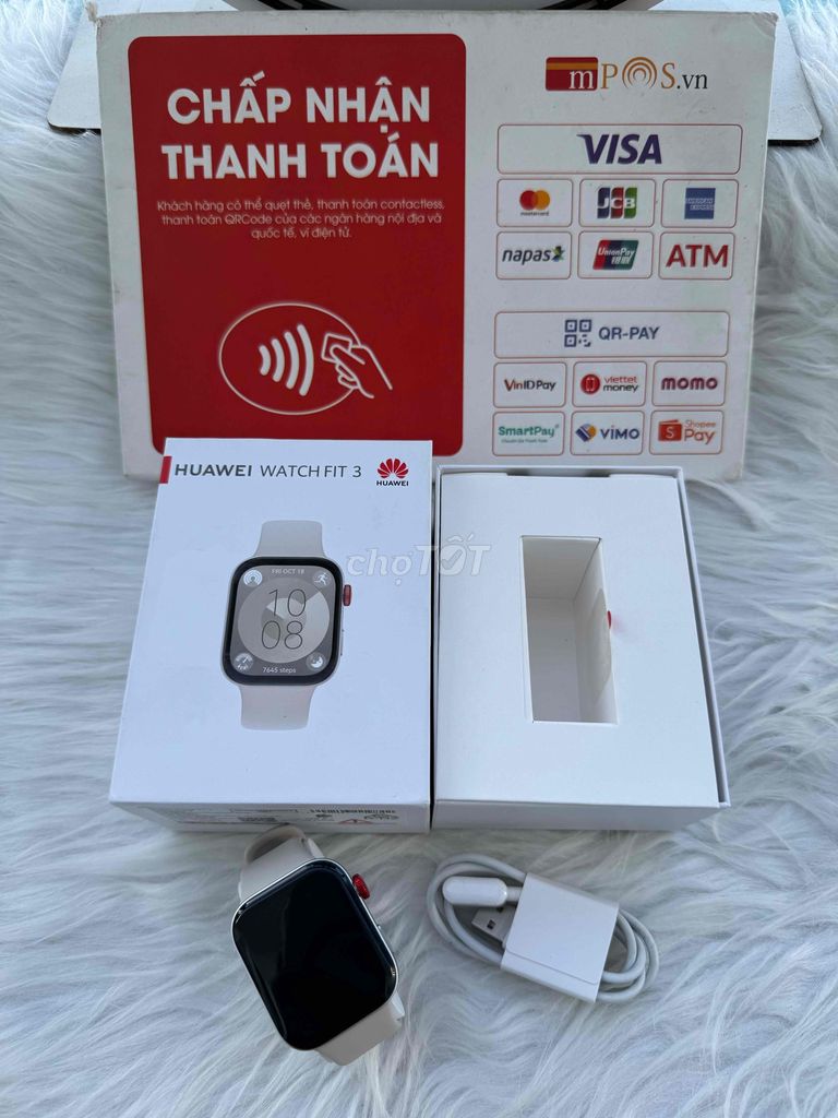 Huawei Watch Fit 3 Trắng full box 99% bh 12/6/2025