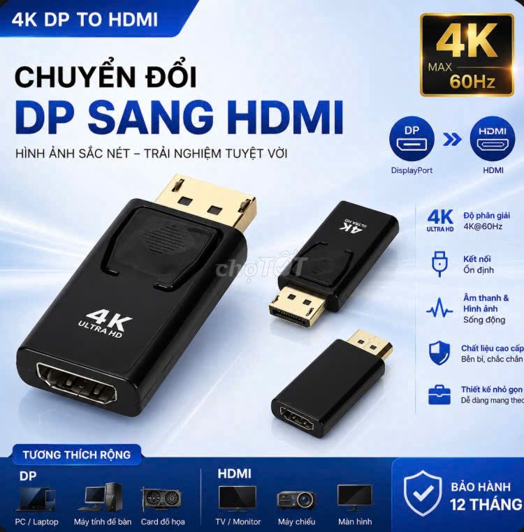 Bộ chuyển đổi DisplayPort sang HDMI 4K. Mua bán Phụ kiện (Màn hình, Chuột...) tại Thành phố Thủ Đức Tp Hồ Chí Minh được đăng bởi KHO SỈ COMPUTER HCM hình 1