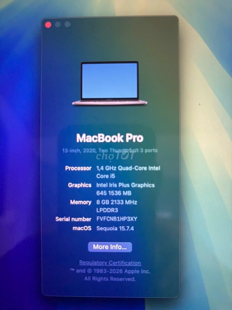 Apple MacBook Pro 2020 i5 8GB/254GB. Mua bán Laptop tại Quận Cẩm Lệ Đà Nẵng được đăng bởi Minh Nguyen hình 1