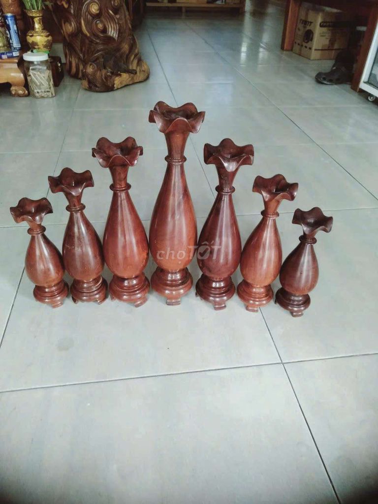 Bộ bình trang trí Gỗ gõ bông 7 món. Mua bán Cây cảnh, đồ trang trí tại Quận Liên Chiểu Đà Nẵng được đăng bởi Cu hình 1