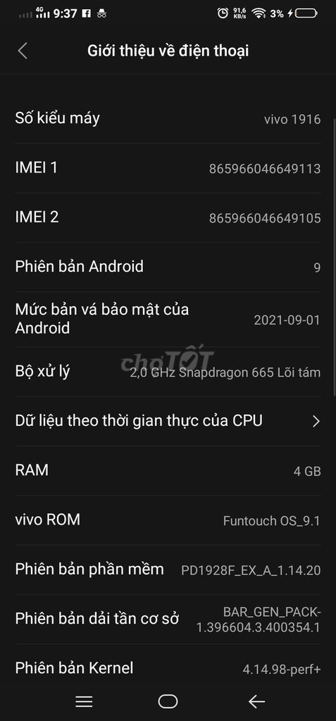 Bán đt Vivo S1 cũ, chơi game nghe gọi chữa cháy ok. Mua bán Điện thoại tại Thành phố Dĩ An Bình Dương được đăng bởi Đăng Nguyễn Hải hình 3