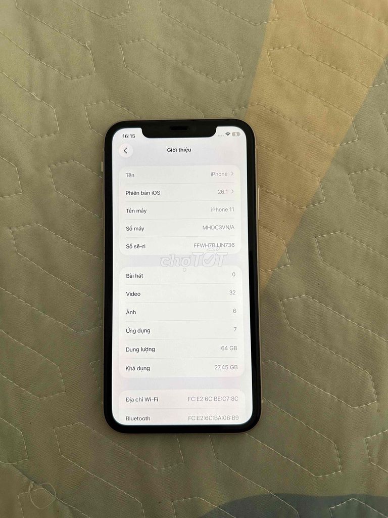 iPhone 11 64GB Trắng quốc tế full chức năng. Mua bán Điện thoại tại Quận Thốt Nốt Cần Thơ được đăng bởi Tú hình 1