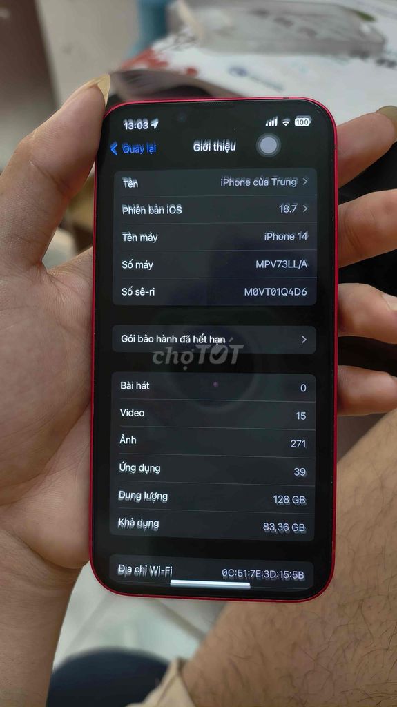 Apple iPhone 14 128GB Đỏ. Mua bán Điện thoại tại Quận Hai Bà Trưng Hà Nội được đăng bởi Quang Trung hình 1