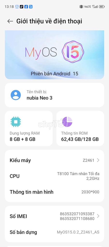 Nubia Neo 3 128GB bán hoạt giao lưu máy tính bản. Mua bán Điện thoại tại Quận 6 Tp Hồ Chí Minh được đăng bởi lê văn hình 1